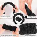 Zkptops Spa Headband for Washing Face Wristband Sponge Makeup Skincare Headband Terry Cloth Bubble Soft Get Ready Hairband for Women Girl Puffy Padded Headwear Non Slip Thick Hair Accessory(Black)