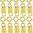 2 x Clysoru Necklace Clasps and Closures 14k Gold and Silver Beads Chain Extender Necklaces Bracelet Safety Locking Jewelry Clasp Converter (10pcs Golden)