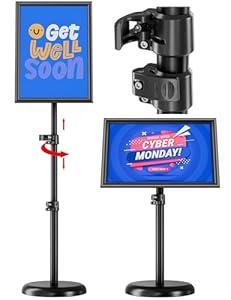 Retractable Sign Holder Stand 8.5x11 inch, Adjustable Floor Standing Sign Stand, Heavy Duty Signage Stand with Snap-Open Frame Display for Shopping Malls, Business Store, Restaurants (8.5x11inches (1 pack))