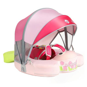 Mambobaby Float with Canopy & Portable Backpack Skin-friendly Baby Swim Float with Tail Waterproof Non-Inflatable Mambo Float Smart Swim Trainer Soft Solid Infant Pool Float 3-24 months Baby Swim Ring