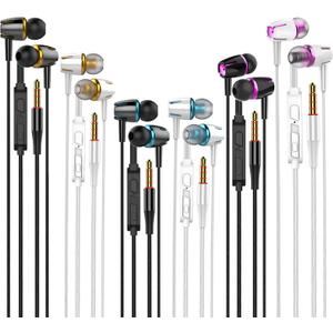 6Pack Earbuds Headphones Wired with Microphonein-Ear Earbuds,Noise Isolating,Powerful Heavy Bass, Earphones Compatible with iPhone, iPod, iPad, MP3, Laptops, and Most 3.5mm Jack