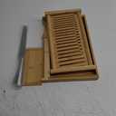 Bamboo Bread Slicer with Serrated Knife, Adjustable Guide for 3 Thickness Sizes, Foldable Chopping Board with Crumb Tray, Great for Homemade Bread, Cakes, Bagels