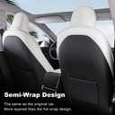 Car Seat Covers for New 2025-2026 Tesla Model Y Juniper Nappa Leather Car Interior Seat Airbag Compatible Cushion Cover Full Set Custom Fit, Nappa White