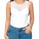 Avidlove Shapewear Bodysuit for Women Basic Sexy Body Suits Sleeveless Crew Neck Bodysuits Tops Summer Outfits White XL