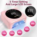 BETE Cordless LED Nail Lamp, 78W Rechargeable UV Nail Light, Intelligent Infrared Sensor and LCD Display Curing Nail Lamp, Portable Nail Dryer Gel Polish Light with 5 Timer Setting Pink
