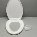 Durable Elongated Toilet Seat with Slow Soft Close - Easy to Install and Clean, Never Loosens - White, Fits Most Elongated Toilets