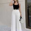 Dress Pants for Women Work Pants Wide Leg Pull On Stretchy Business Casual Trousers High Waisted Slacks with Pockets (White, L)