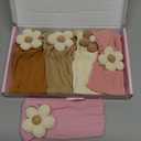 CLLOT 5 Pcs Baby Flower Headbands Baby Girls Nylon Headbands Soft Hairbands Hair Accessories for Newborn Infant Toddler Kids (Beige+Pink+Purple+Brown+Orange)
