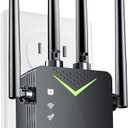 Powerful WiFi Extender Signal Booster, Up to 15,000 Sq Ft & 60 Devices, Whole Home Coverage Internet Repeater Works with Any Router | Plug and Play (Black)