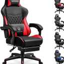 GTPLAYER Gaming Chair, High Back Leather Computer Gaming Chair with Footrest, Ergonomic Height Adjustable Office Chair with Removable Cover and Lumbar Support for Gaming and Work (Red)