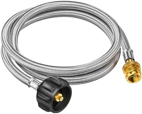 5ft Propane Hose Adapter 1lb to 20lb Converter for 5 lb to 40 lb Tanks, Anti-bite LP Tank Gas Hose for Weber Q Travel Grill/17”&22”Blackstone Griddle/Coleman Camping Stove/Mr Buddy Heater