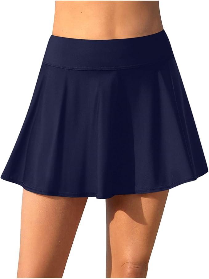 Aqua Eve Women Swim Skirt Tummy Control Swimsuit Skirt High Waisted Bathing Suit Bottom XL