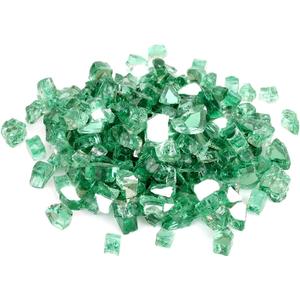 Mr. Fireglass 10 Pounds Fire Glass - 1/2 Inch High Luster Reflective Tempered Glass Rocks for Fireplace Fire Pit Table and Landscaping, Light Green