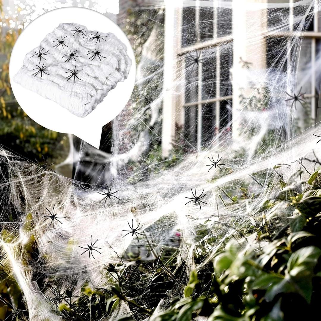 Halloween Spider Web Decorations Outdoor - Fake Cobweb Spiderweb Webbing