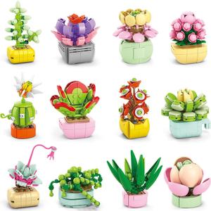 Partylamb 24 Packs Succulents Building Blocks Easter Gifts for Kids School Boys Girls, Artificial Botanical Toy EasterBasket Stuffers Exchange Gifts Classroom Prizes Birthday Party Favor Ages 6+