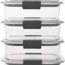 Rubbermaid Brilliance Tritan Plastic Food Storage Containers BPA Free Airtight Lids Ideal for Lunch Meal Prep & Leftovers Set of 5 (3.2 Cup)