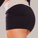 Women's Low Rise Black Contrast Tight Micro Mini Skirt