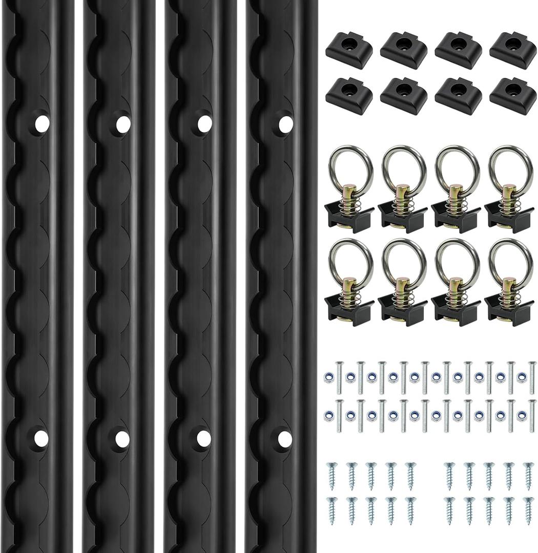 4ft Aluminum L-Track Rail, 4Pcs L Track Tie Down System for Truck