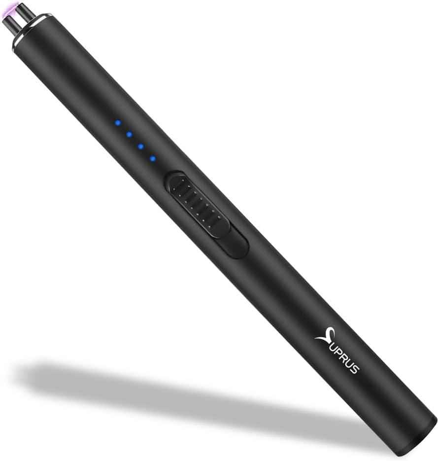 SUPRUS Electric Arc Windproof Flameless USB Rechargeable Lighter with Safety Lock for Candle (Black) (Pack of 1)