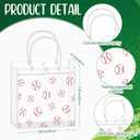 Kosiz 24 Pcs Baseball Clear PVC Gift Goodie Bags with Handles Baseball Theme Party Favor Snack Candy Treat Tote Bag Bulk for Team Gifts Birthday Decorations Supplies, 7.87 x 7.87 x 3.14 Inch