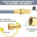 12FT 3/8" Natural Gas Hose, Low Pressure LPG Hose with Quick Connect, For 5249 Blackstone Griddle Weber, Char-Broil,Pizza Oven, Patio Heater and More NG Appliance Propane to Natural Gas Conversion Kit