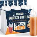8 oz Squeeze Bottles, Plastic Condiment Squeeze Bottles for Sauces, Ketchup, Squirt Bottle for Dressing, Sauce Bottle for Syrup, Oil, Dressing, Mustard, Pancake Batter - 6 Pack