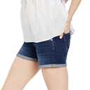 Motherhood Maternity Women's Indigo Blue Baby Roll Hem Secret Fit Belly Denim Short (Blue, XS)
