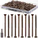 Blulu 500 Pcs Deck Screw 2.5 Inch, # 8 x 2-1/2'' Wood Screw Set, Brown Deck Rust Resistant with 1 Drill Bit Suitable for Large Fences, Pergolas, Stairs, Platforms, Outdoor Furniture Assembly