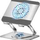 360 Rotating Adjustable Laptop Stand with Cooling Fan, Foldable Dual-Bar Support Height Tilt Angle Cooling Laptop Stand for Desk Pad Laptop Riser Heat Dissipation Stand Fit 10-17.3" Device