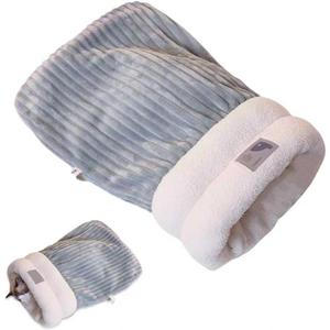Cat Winter Sleeping Bag Soft Warm Cozy Pet Bed Sack for Indoor Cats or Small Dogs Durable Washable Sleeping Pad (Gray, Medium)