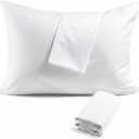 Toddler Travel Pillow Cover 100% Egyptian Cotton Pillowcase Set of 2 with Zipper Closure Small Pillow Case 500 Thread Count Travel Pillowcase (White Solid, Toddler 12X16)