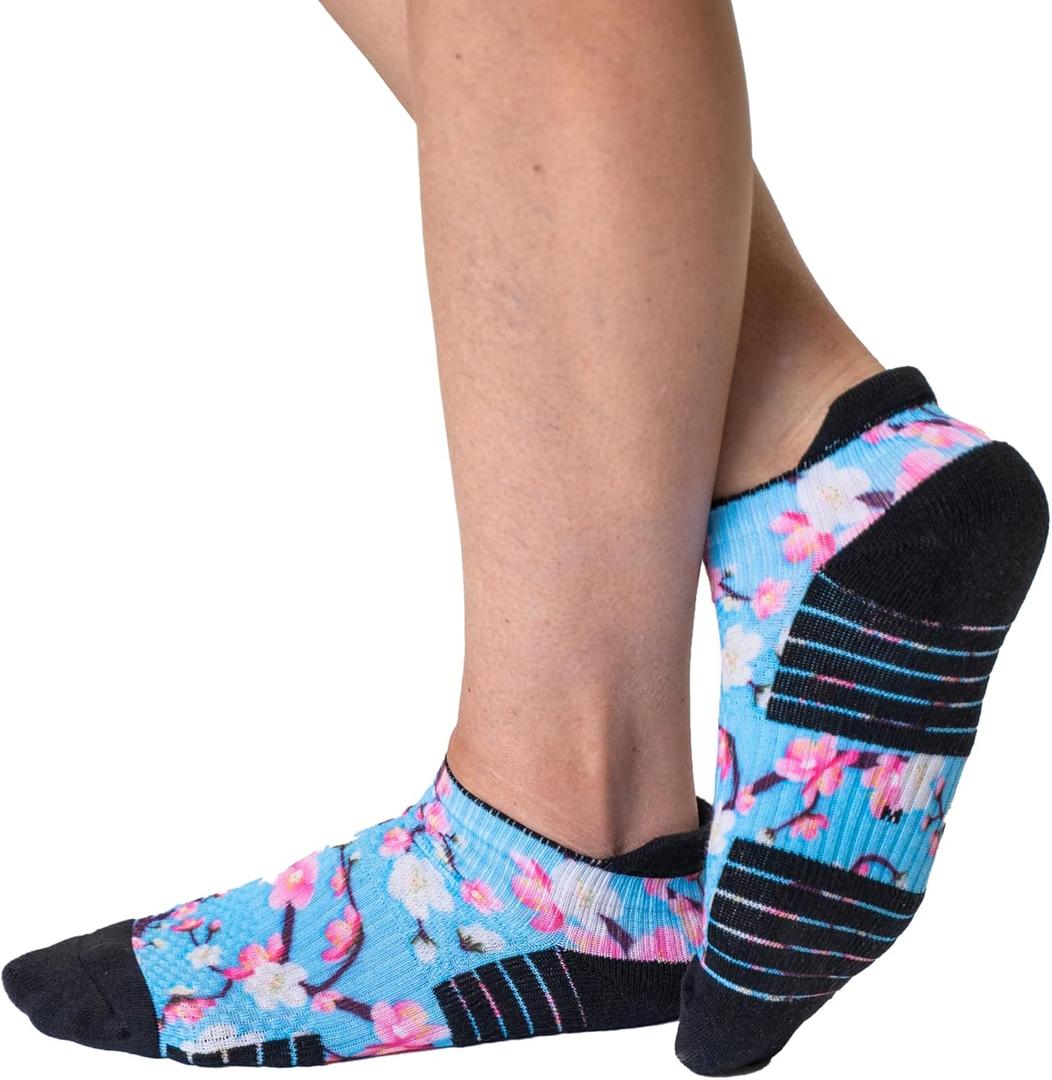 Viasox Ankle Compression Socks for Women & Men, 14 mmHg Support Improves Circulation, Extra Cushioned (Medium, Cherry Blossom)