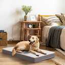Sunheir Orthopedic Dog Bed for Large Dogs  Big Waterproof Dog Crate Bed with Removable Washable Cover, Egg Crate Foam Support, AntiSlip Bottom, Deluxe Plush Pet Bed Mat (Grey)