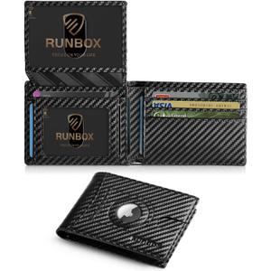 RUNBOX Wallet for Men Slim Rfid Leather 2 ID Window With Gift Box | Slim, Rfid, 2 ID Window, With Gift Box, Slim, Rfid (CF BLACK ATH)