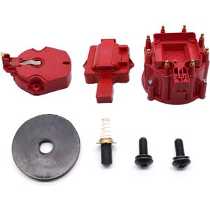 HEI Distributor Cap and Rotor Replacement For K549 SBC 283 305 307 327 350 400 BBC 454 396 427 Red Male Large Distributor Cap Rotor Kit (T3109ID)