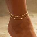2/3 PCS Gold Anklets for Women Waterproof Cuban Link Anklet Beaded Bracelets Stackable Bracelets 14K Gold Plated Custom Jewelry Gifts Non Tarnish Lightweight
