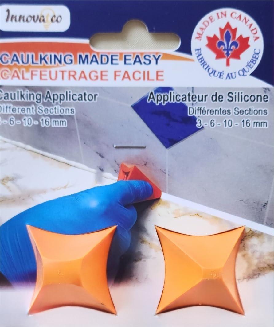 3 x Silicone Caulking Tool,Sealant Finishing Tool,Silicone applicator effective sealing tools for Kitchen,Bathroom,Joint,4 different sections 4.6.10.16mm developed and produced by Innovatco in Canada