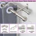 Brushed Nickel Double Corner Window Curtain Rods with Aluminum End Cap Finials and Brackets,1 Inch Diameter Dual Bay Window Curtain Rods, Adjustable 2 Sided 36-72 Inch Double Drapery Rod