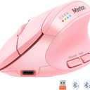 MEETION Pink Wireless Ergonomic Mouse, Bluetooth Vertical Rechargeable Mice, 4 Adjustable DPI 800-2400, Bluetooth 5.2+5.2+USB Mouse for Windows/Mac, for Laptop/PC/Desktop/Computer/iPad