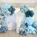 PartyXpress 141PCS Dusty Blue Balloon Arch Garland Kit with Peacock Pastel Blue Balloons for Baby Boy Shower, Bridal Shower, Wedding Party, Gender Reveal, Birthday Decor