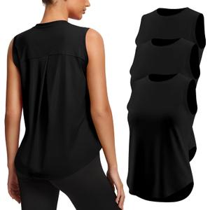 3 Pack Workout Tops for Women Athletic Running Yoga Tank Tops Loose Fit Sleeveless Sports Tennis Gym Shirt Quick Dry M