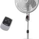 Lasko Oscillating Adjustable Pedestal Stand Fan with Timer and Remote for Indoor, Bedroom, Living Room, Home Office & College Dorm Use, 16 Inch, White, 1646