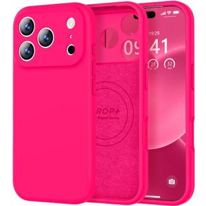 Vooii Magnetic for iPhone 17 Pro Max Case, Compatible with Magsafe (Premium Liquid Silicone) (Integrated Camera Control Button) Full Body Protective Anti-Scratch Microfiber Lining 6.9 inch, Hot Pink