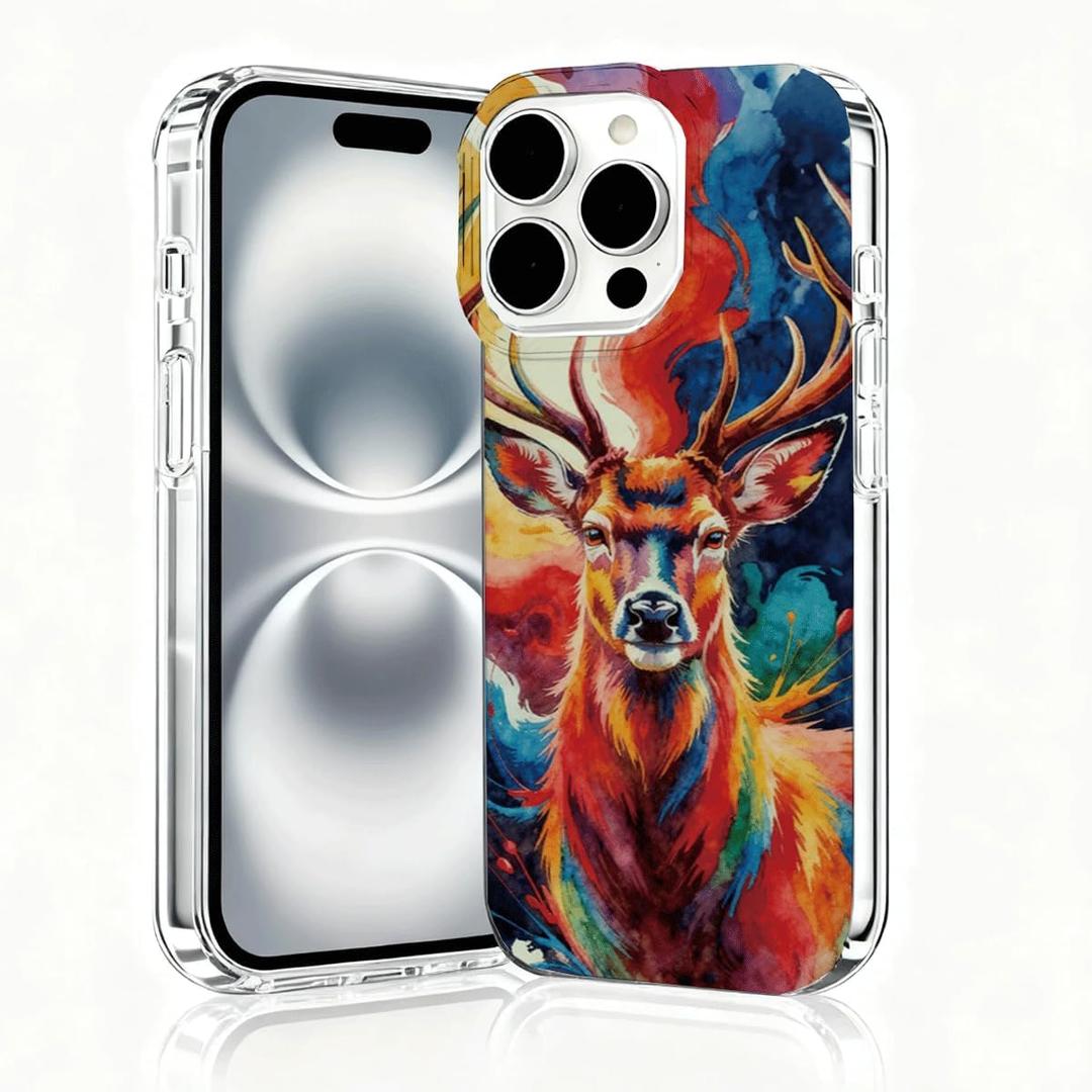  iPhone 16 Pro Max Case, Animal Print Case for iPhone 16 Pro Max, Scratch Resistant Shockproof Cover, Aesthetic Clear Phone Cover, Colorful Animal Design, Deer Phone CasesB101