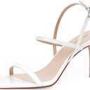 Modatope Strappy Sandals for Women High Heel Open Toe Womens Sandals White Heels Sandals Ankle Strap Heels Sandals for Women Size 6.5