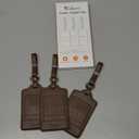 3 Pack Luggage Tags - Quick Install, Privacy Protection, Airplane Travel Essentials for Suitcases, Durable Leather - Lichee Coffee