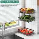 OKZEST 3-Tier Fruit Basket for Kitchen Counter, Wall-Hanging Fruit Bowl and Kitchen Countertop Organizer with 2 Banana Hooks, Fruit Storage Holder for Storing Potato Onion Snack Bread Fruit Vegetable