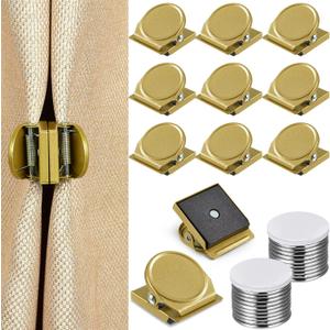 Yaocom 18 Pcs Curtain Magnets Closure Clips, Plus Size Magnetic Curtain Clips Metal Magnets for Indoor Outdoor Curtains Prevent Light Leaking for Patio, Mosquito, Cabana, Gazebo (Gold)