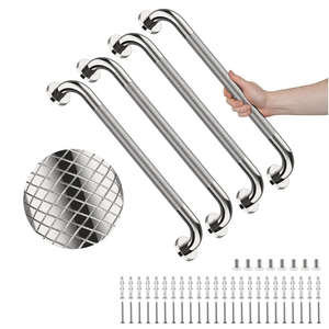 4 Pack 24 Inch Shower Grab Bar, YuanDe Chrome Bathroom Grab Bar Handle w/Anti-Slip Knurled Grip, Stainless Steel Bath Balance Bar,1.25" Diameter Safety Hand Rail Support,Handicap Injury Elderly Senior
