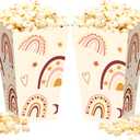 16PCS Boho Rainbow Groovy Popcorn Boxes Favor Candy Goodies Treats Boxes | Boho Rainbow Popcorn Boxes for Boho Hippie Groovy Party Decorations Retro Baby Shower Wedding Bridal Shower Supplies